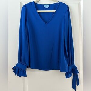 CeCe Royal Blue V-Neck Blouse